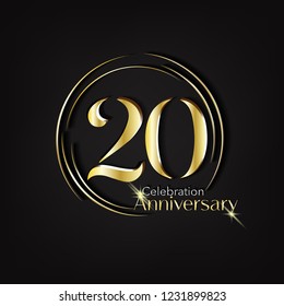 20 anniversary template design golden with dark background style
