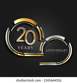 20 anniversary template design golden color with two rings that symbolize spirit and firmness