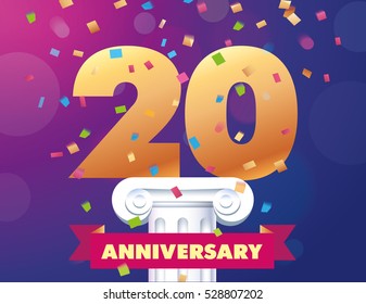 20 anniversary vector template color confetti pedestal, column