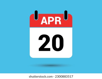 20 April Calendar Date Flat Icon Day 20 Vector Illustration