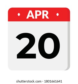 20 april calendar icon, vector illustration