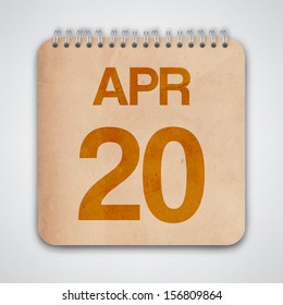 20 April on Old Notebook Vector 