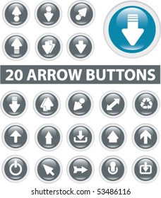 20 botones brillantes de flecha. vector