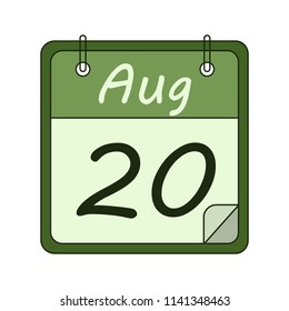 20 August calendar web icon. Vector illustration
