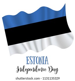 20 August, Estonia Independence Day background in national flag color theme. Estonia National Day. Celebration banner with waving flag. Vector illustration