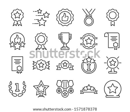20 Awards icons. Awards and Achievements line icon set. Vector illustration.
