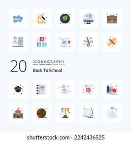 20 Back To School Flat Color icon Pack like books school paper education a