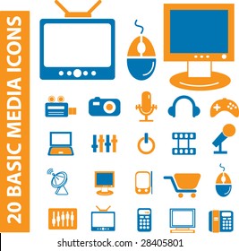 20 basic media icons - vector set
