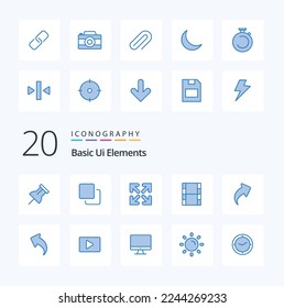 20 Basic Ui Elements Blue Color icon Pack like arrow direction direction up filam