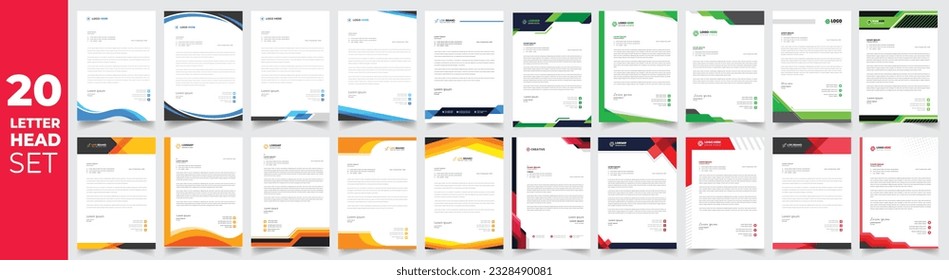 20 big mega bundle set modern creative Clean letterhead flyer corporate business proposal official minimal abstract professional  newsletter magazine poster design standard color bundle with logo.