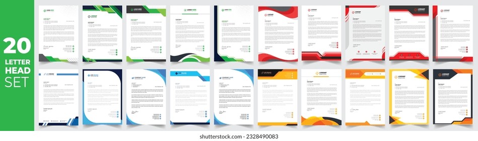 20 big mega bundle set modern creative Clean letterhead flyer corporate business proposal official minimal abstract professional  newsletter magazine poster design standard color bundle with logo.