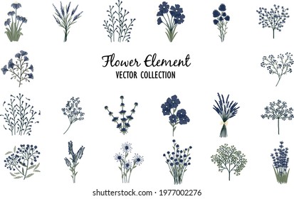 20 Blue Flower Individual Element