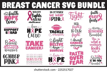 20 Breast Cancer SVG Bundle, Cancer SVG, Cancer Awareness, Instant Download, Ribbon svg,Breast Cancer Shirt, cut files