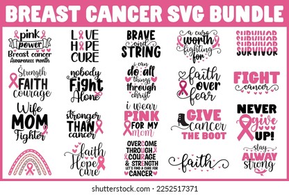 20 Breast Cancer SVG Bundle, Cancer SVG, Cancer Awareness, Instant Download, Ribbon SVG,Breast Cancer Shirt, cut files, Cricut, Silhouette svg