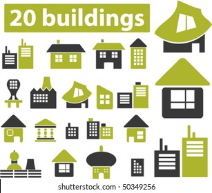 20 Gebäudeschilder. Vektorgrafik