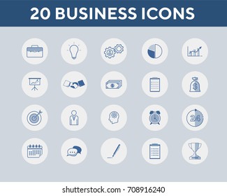 20 Business icons set. Thin design.