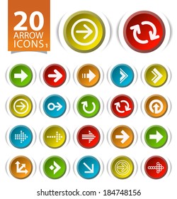 20 Buttons with Flat Arrow Icons on White Background 1.