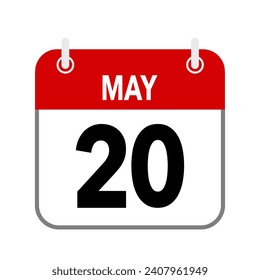 20, calendar date icon on white background.