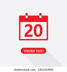 20 Calendar Icon Vector Illustration Eps10