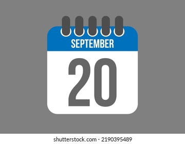 20 calendar september. Calendar icon for September days in blue color on dark background.