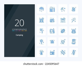 20 Camping Blue Color icon for presentation