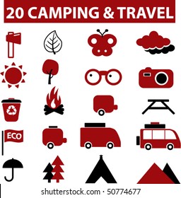 20 camping & travel signs. vector