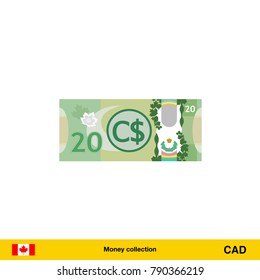 20 Canadian dollar banknote illustration.