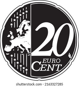 20 Cent Euro Coin Logo Handmade Silhouette