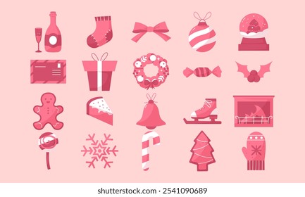 20 Christmas icons. New Year's Eve and Christmas. Collection of festive icons 