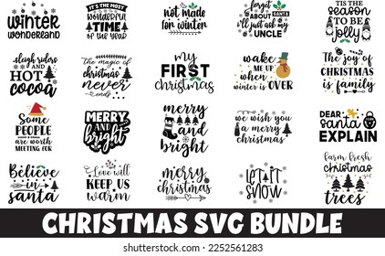 20 CHRISTMAS SVG Bundle, CHRISTMAS Clipart, Christmas Svg Files For Cricut, Christmas Svg Cut Files,