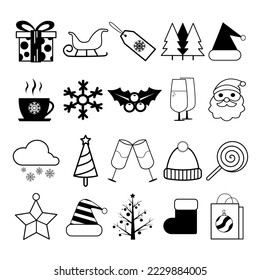 20 christmas vector icon isolated on white background, vector illustration