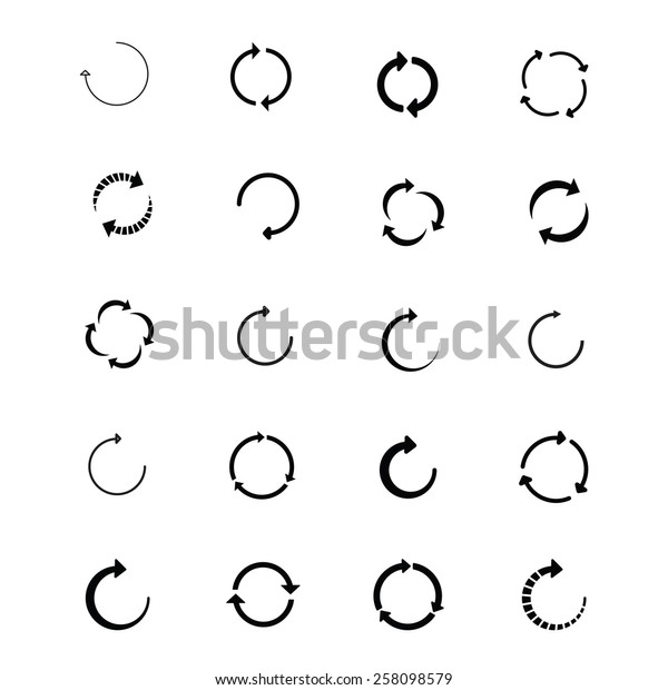 円の矢印の更新回転ループの再ロード符号セット 白い背景に単純なカラーウェブアイコン ベクターイラストデザインエレメントeps10 のベクター画像素材 ロイヤリティフリー