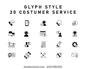 20 Collection Of Costumer Support Service  Icon, Call Center, Assistant, Operator, Chat, Support.