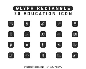 20 Collection Of Education Icon,  Pencil, Book, Whiteboard, Globe, Ruler. Vector Illustration.