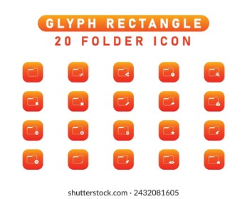 20 Colección De Icono De Carpeta. Búsqueda de carpetas, Peligro de carpeta, Dibujo de carpeta. Ilustración vectorial