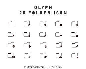 20 Collection Of Folder Icon. Folder Search, Folder Danger, Folder Draf. Vector Illustration