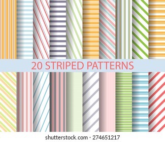 20 color stripes seamless patterns,  Pattern Swatches, vector, Endless texture can be used for wallpaper, pattern fills, web page,background,surface
