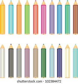 20 Colored pencils. Vector icons set