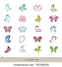20 Colorful Butterfly Vector logo Template Illustration Design. Vector EPS 10.