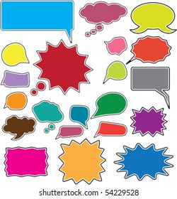 20 colorful comics bubbles stickers. vector