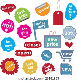 20 colorful shopping labels # 20 - vector set