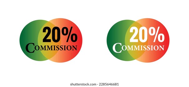 20% commission gradient iconic vector set