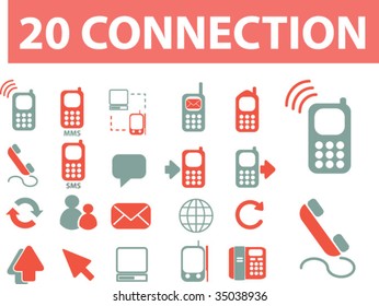20 connection icons. vector. pastel version