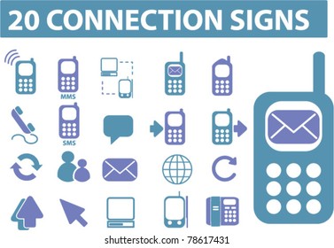20 señales de conexión, iconos, vector