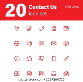 20 Contacte-nos Conjunto de ícones