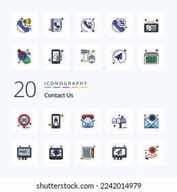 20 Contact Us Line Filled Color icon Pack like newsletter post contacts mail box