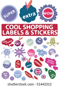 20 cool shopping stickers. vector