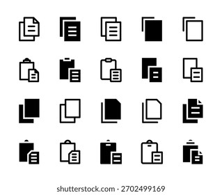 20 Copy and Paste Icons Line and Solid style for Document Editing