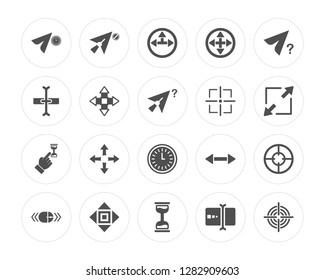 20 Cursor, Busy, Move, Scroll, Target, Pointer, Move modern icons on round shapes, vector illustration, eps10, trendy icon set.