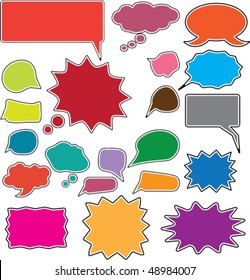 20 cute color speech & thought bubbles. vector